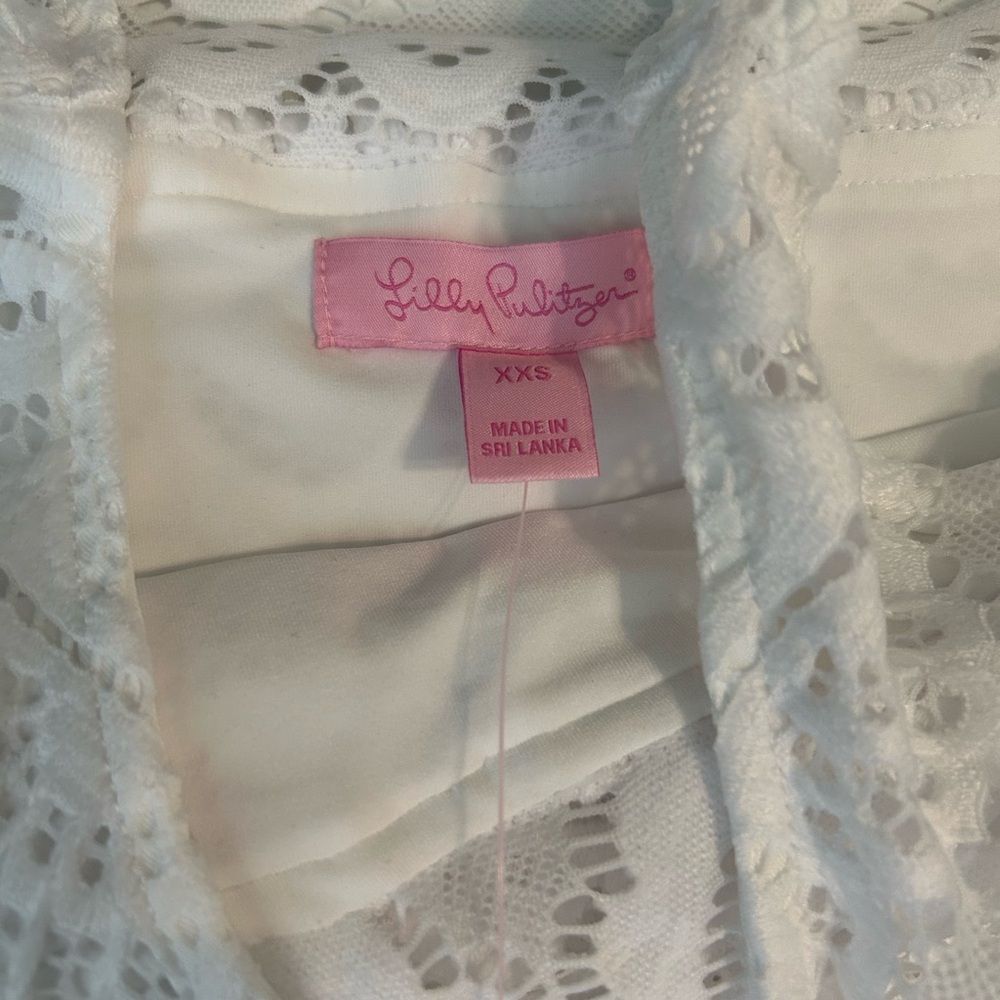 Lilly Pulitzer Resort White Scallop Stripe Lace Top Size XXS - Picture 7 of 10